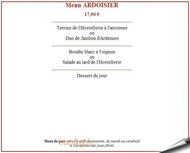 Hostellerie de la Vallée — carte page 7