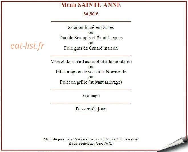 Hostellerie de la Vallée — carte page 8