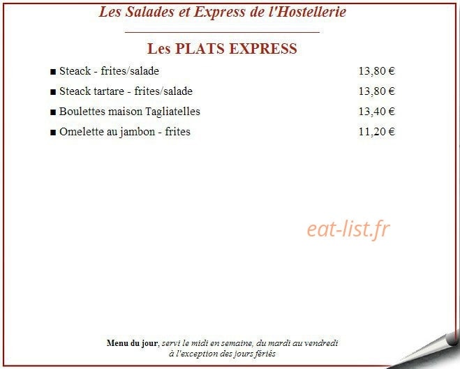 Hostellerie de la Vallée — carte page 6