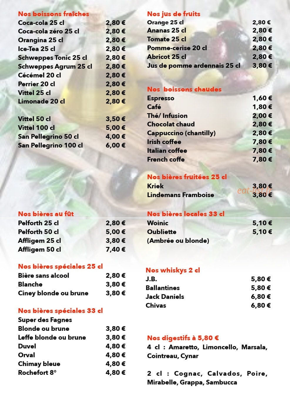 Restaurant l’aulnet — carte page 5