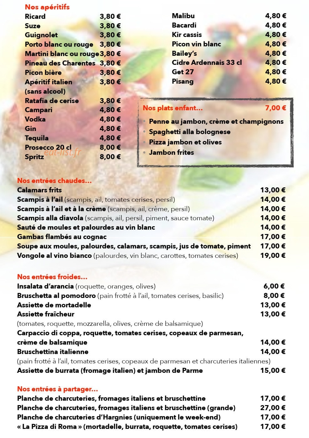Restaurant l’aulnet — carte page 1