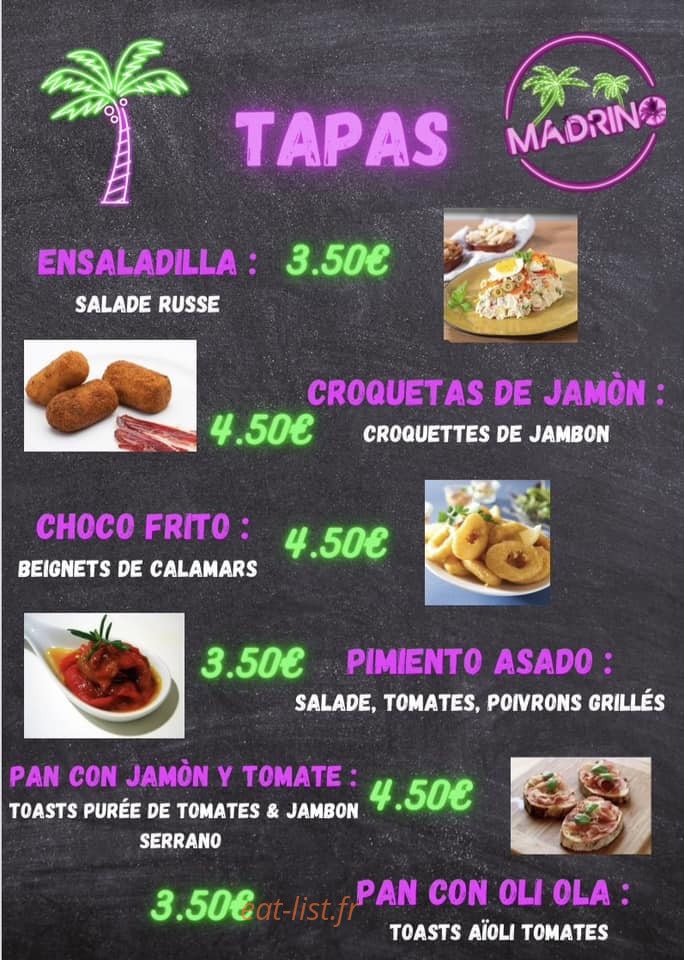 Friterie Madrino — carte page 1