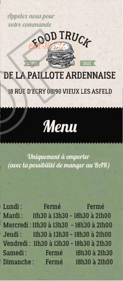 La Paillote Ardennaise — carte page 1