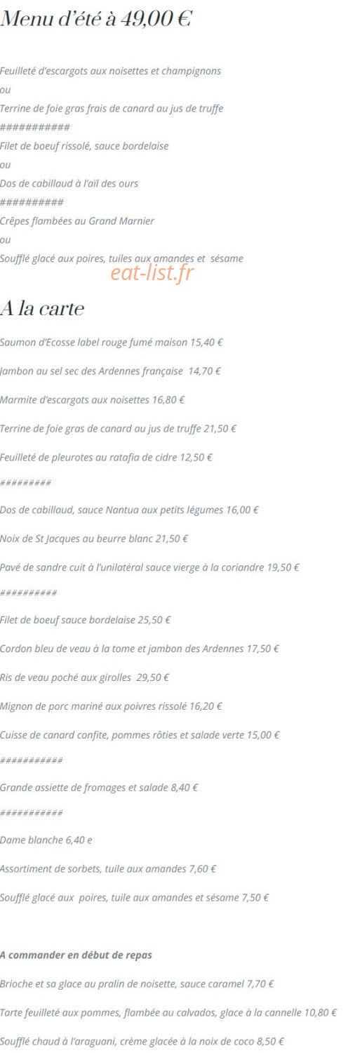 Au Bon Vieux Temps — carte page 1