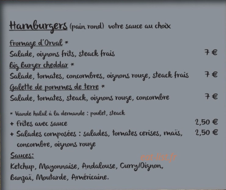 Au p'tit resto chez Sophie — carte page 2