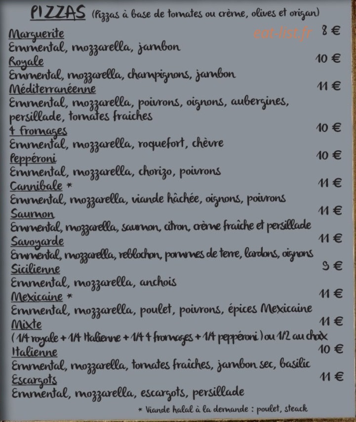 Au p'tit resto chez Sophie — carte page 1