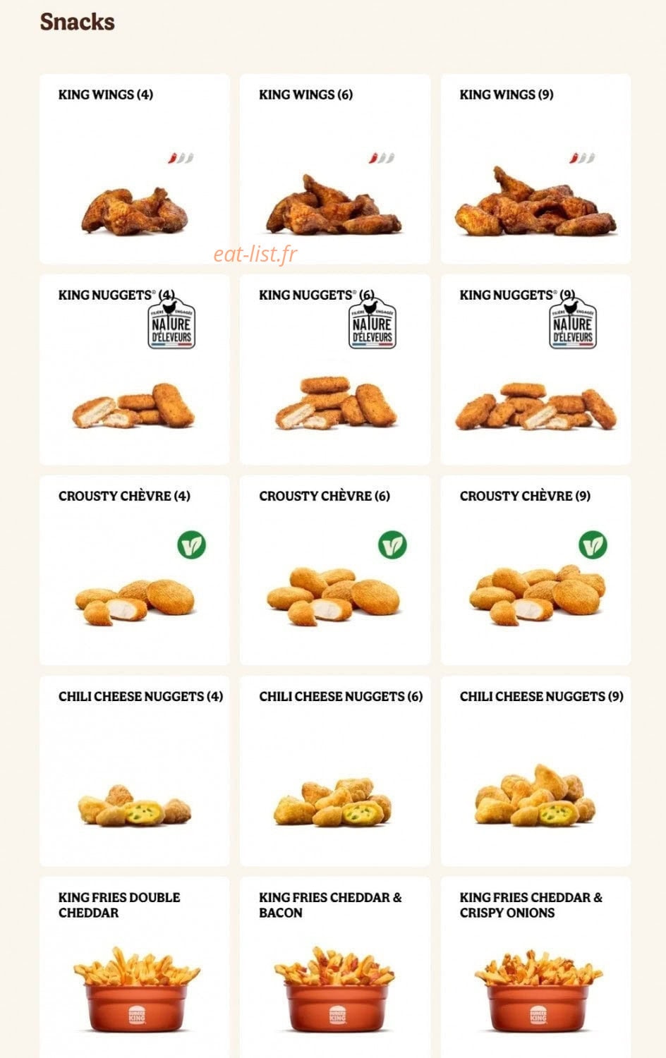 Burger King — carte page 10
