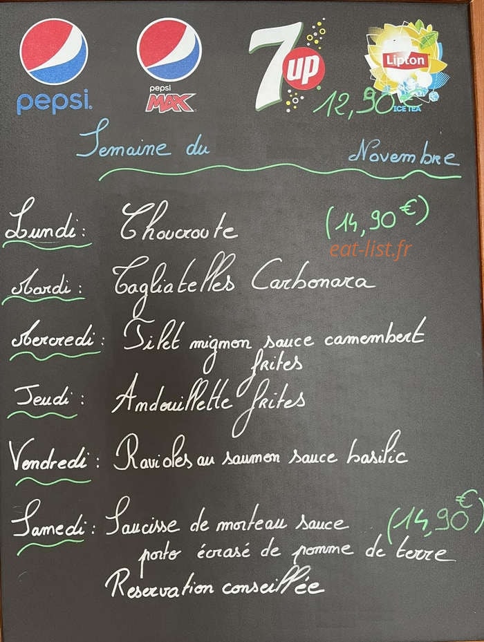 Cafétéria G — carte page 1