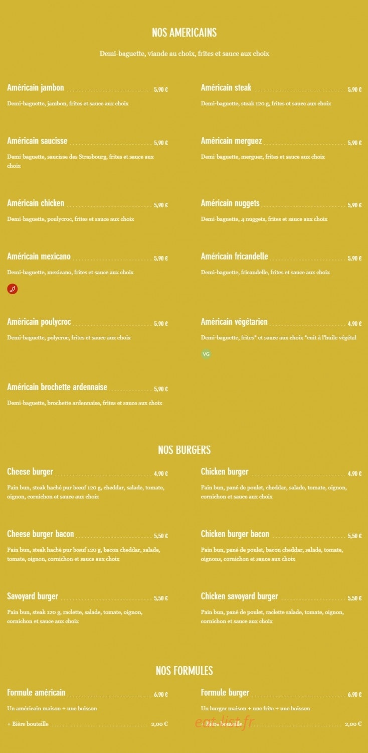 La friterie sedanaise — carte page 2