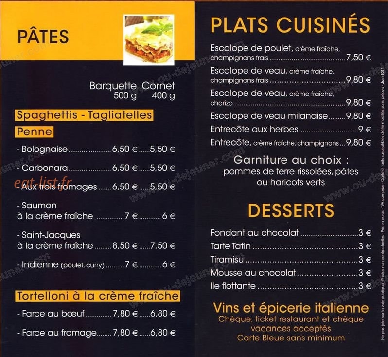 Pizzéria Les Halles — carte page 3