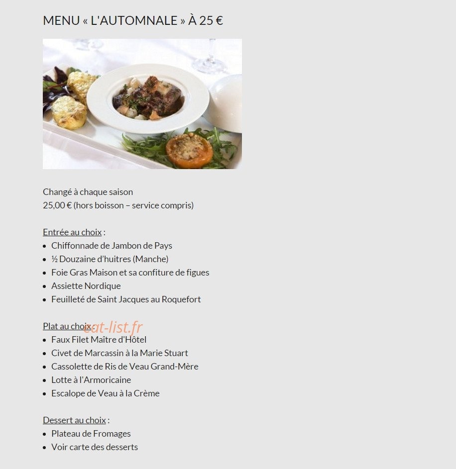 Restaurant Saint Michel — carte page 2