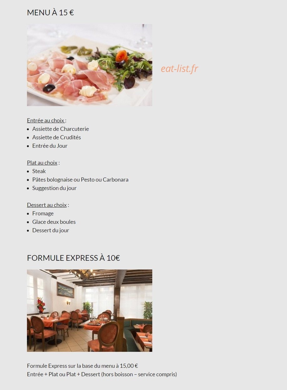 Restaurant Saint Michel — carte page 1