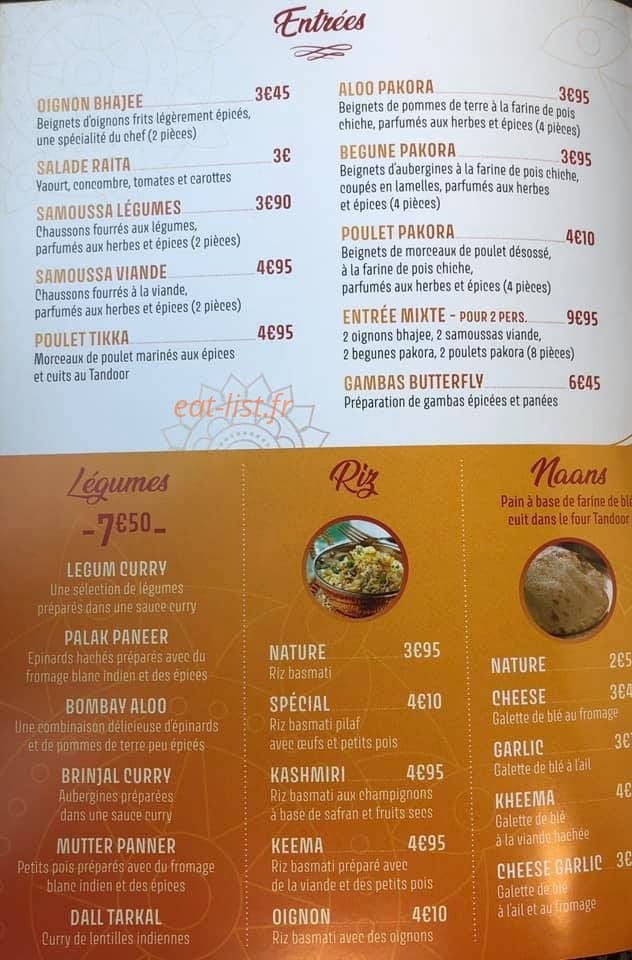 Saveurs de l’Inde — carte page 1