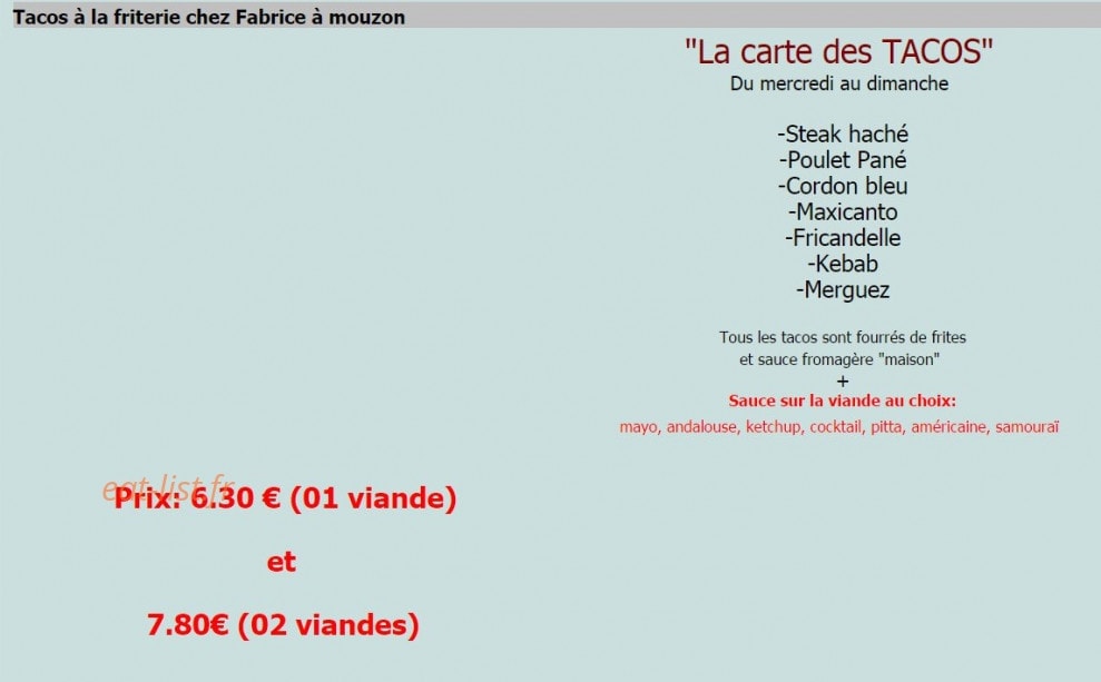 Chez Fabrice — carte page 3