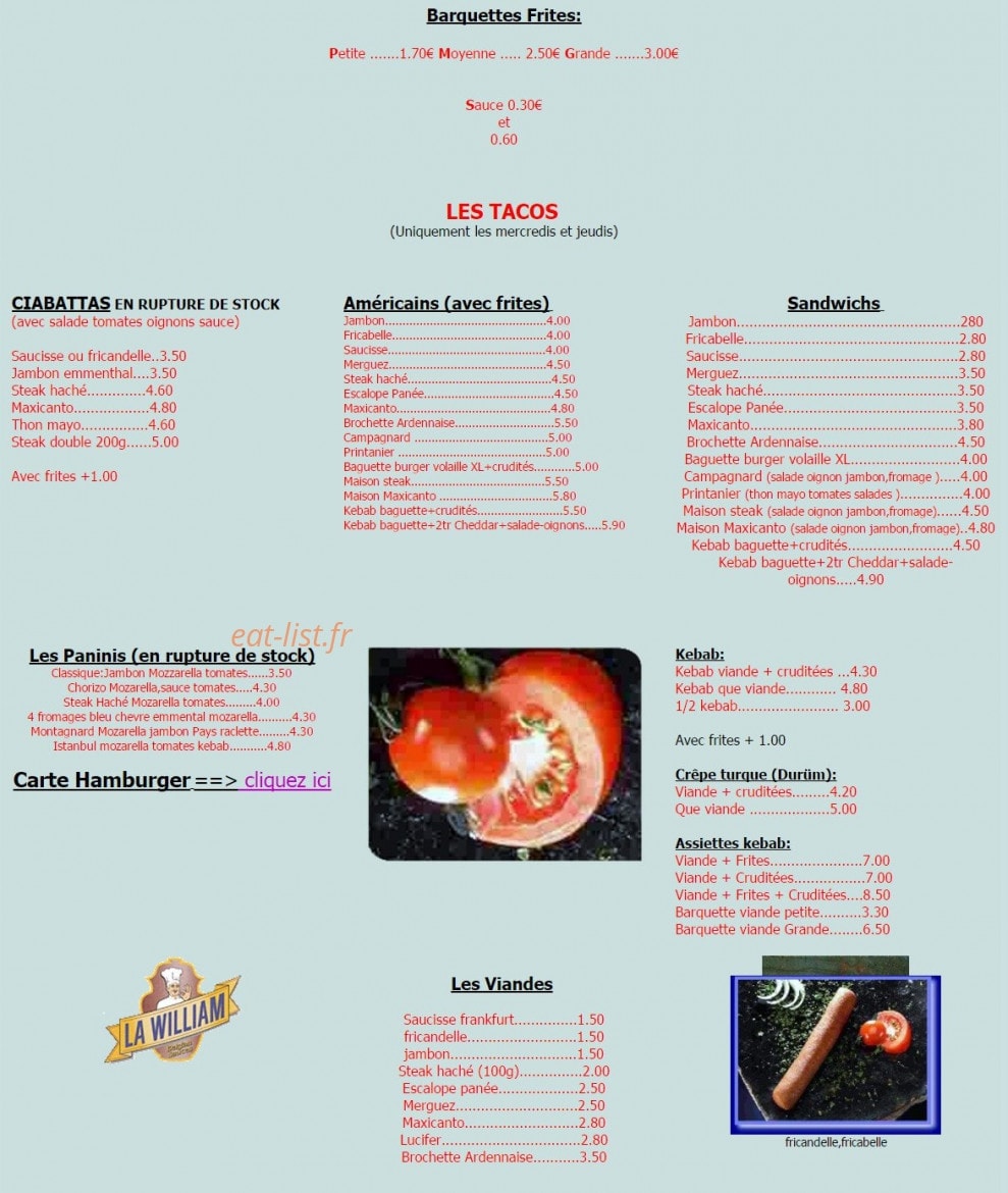 Chez Fabrice — carte page 1