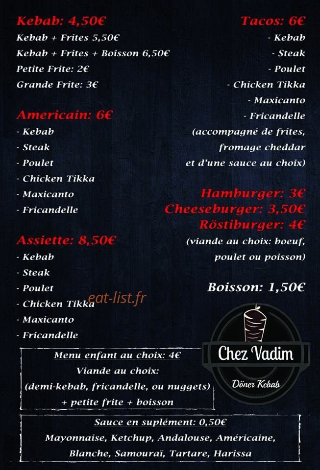 Chez Vadim — carte page 1