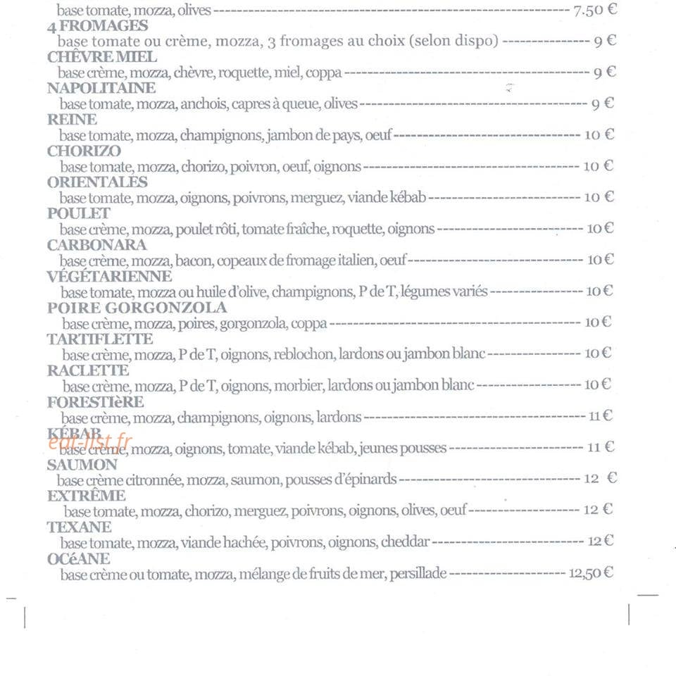 Le bistrot d'Amagne — carte page 1