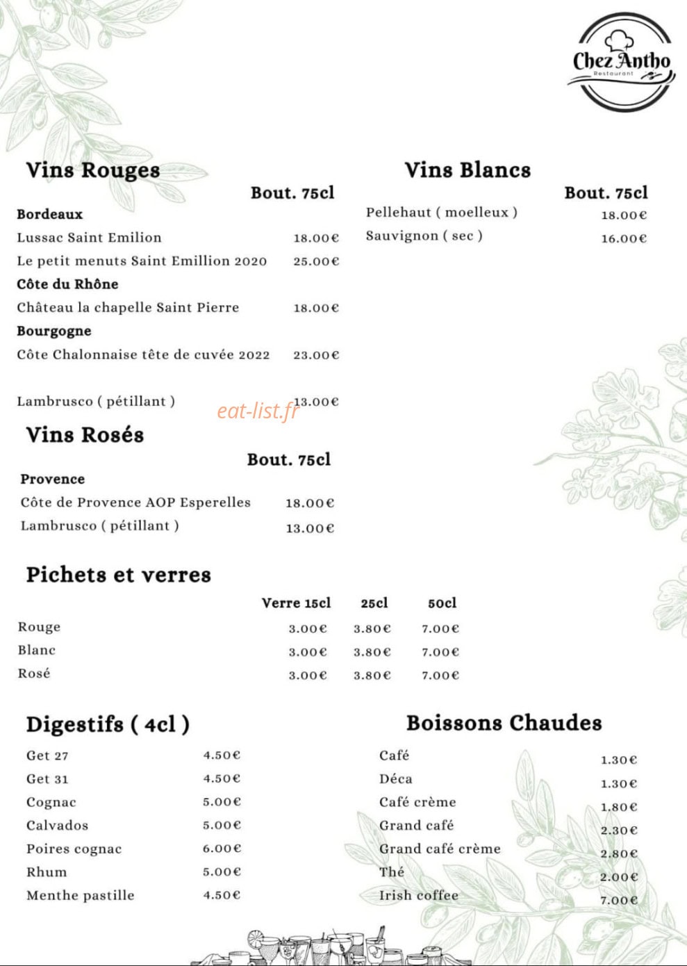 Chez Antho — carte page 7