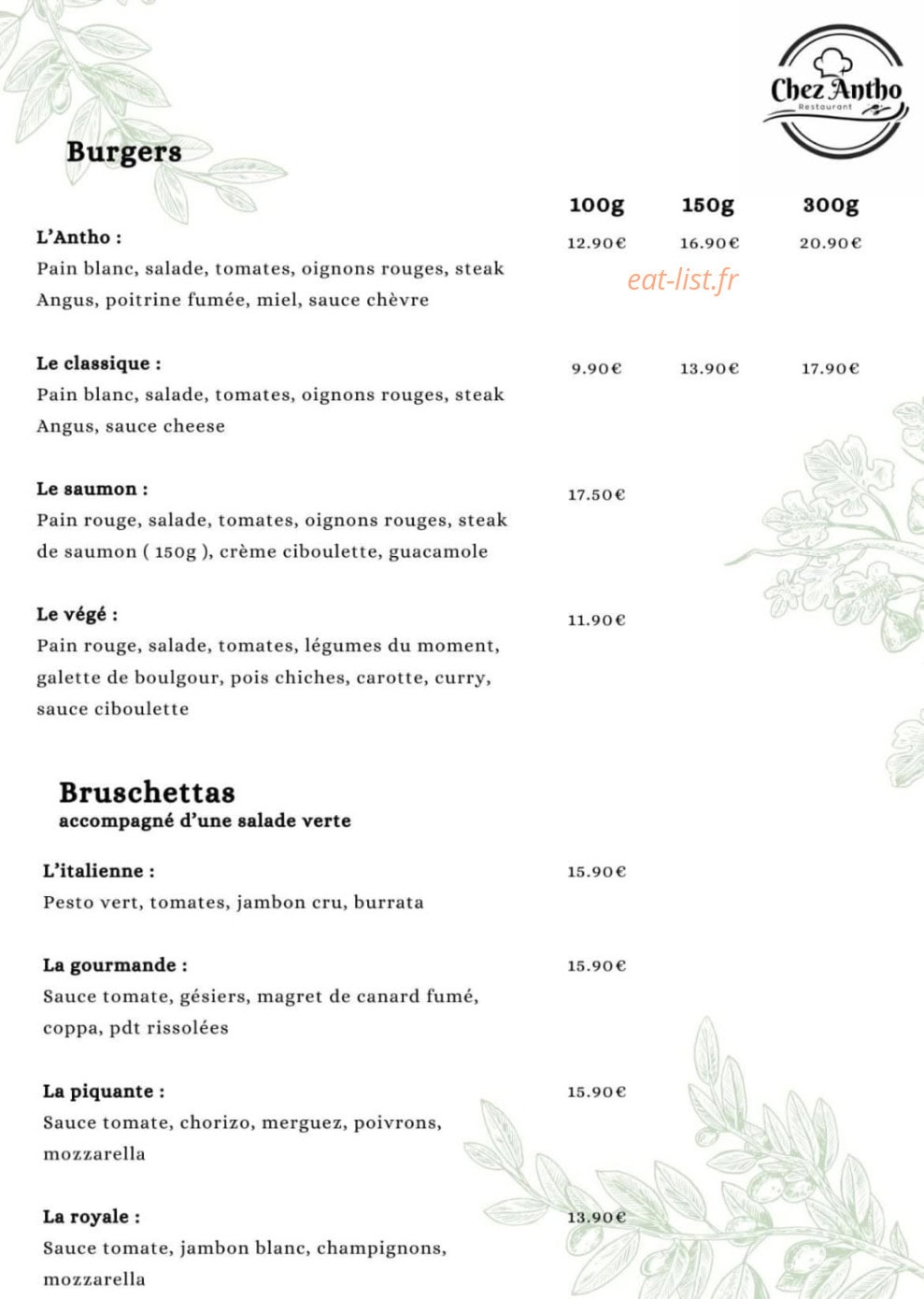 Chez Antho — carte page 3