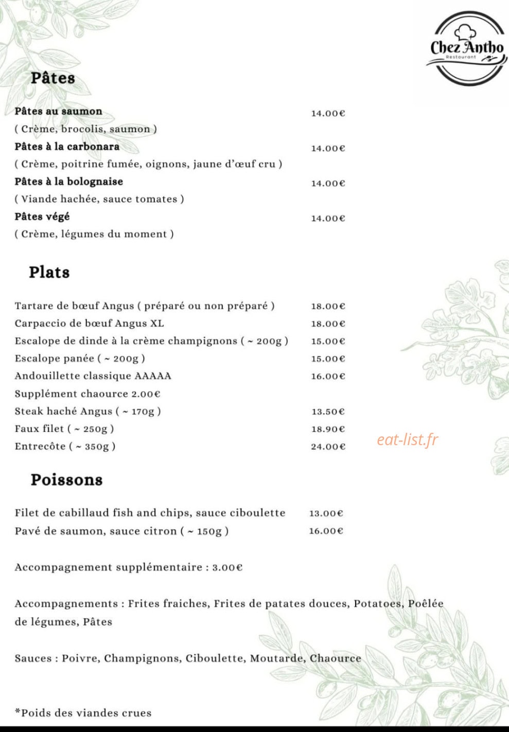 Chez Antho — carte page 4