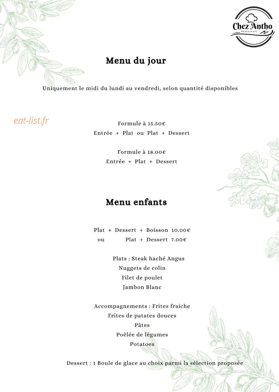 Chez Antho — carte page 6