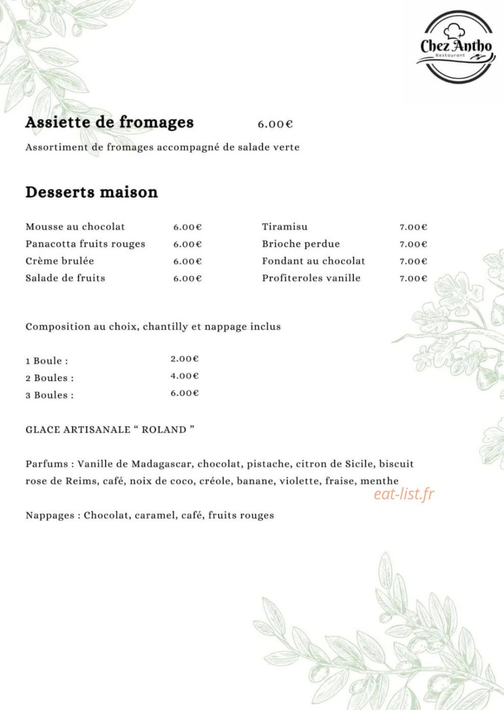 Chez Antho — carte page 5