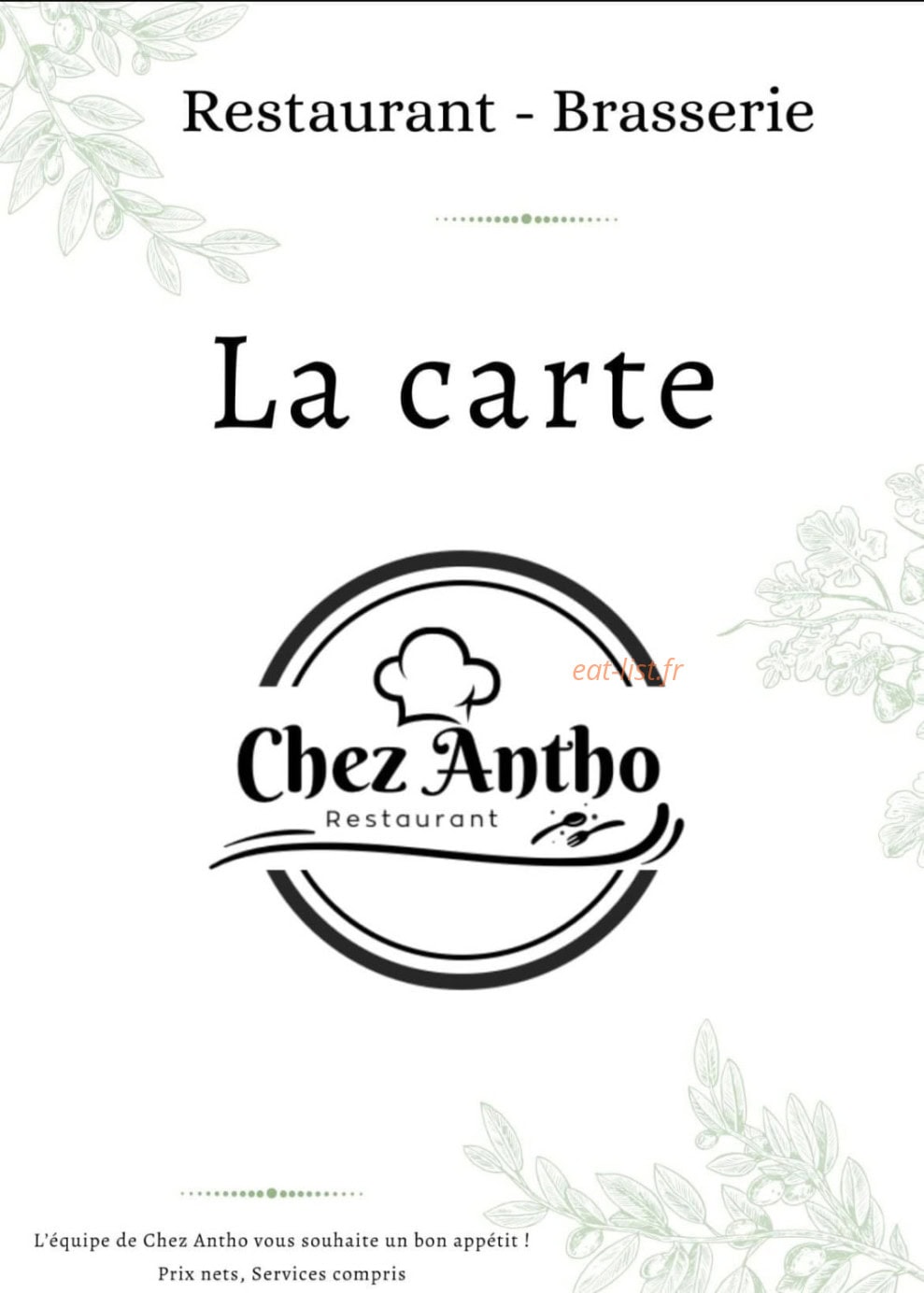 Chez Antho — carte page 1