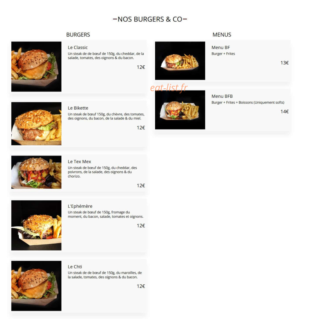 La Chop’in — carte page 1
