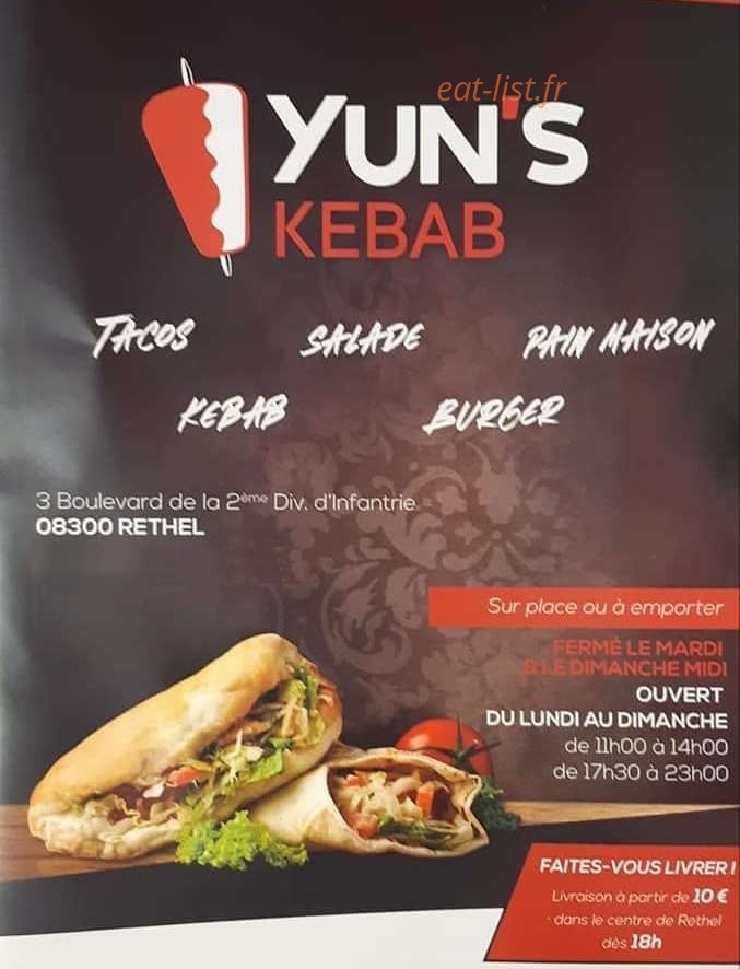 Yun's kebab — carte page 1
