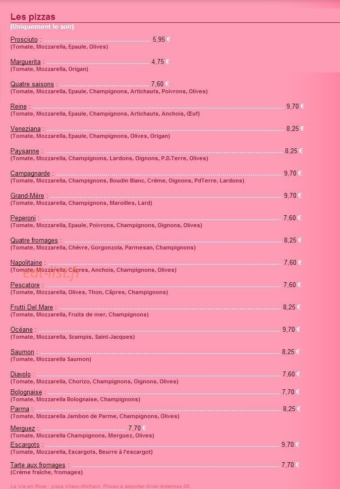 La Vie en Rose — carte page 6