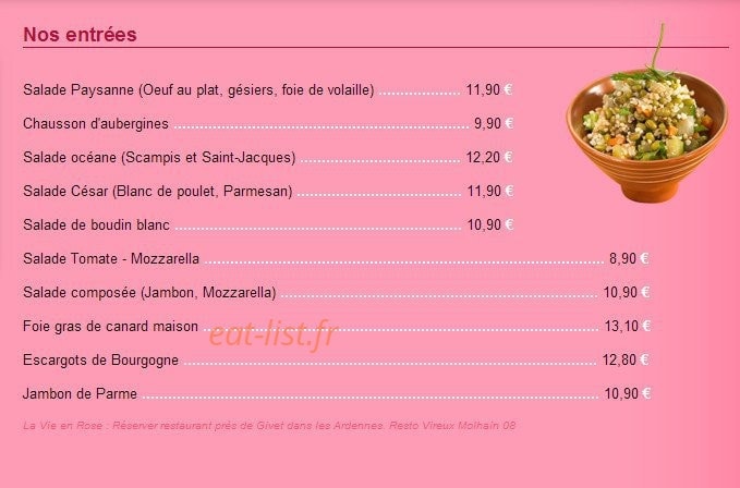La Vie en Rose — carte page 1