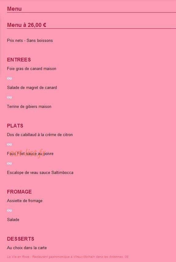 La Vie en Rose — carte page 5