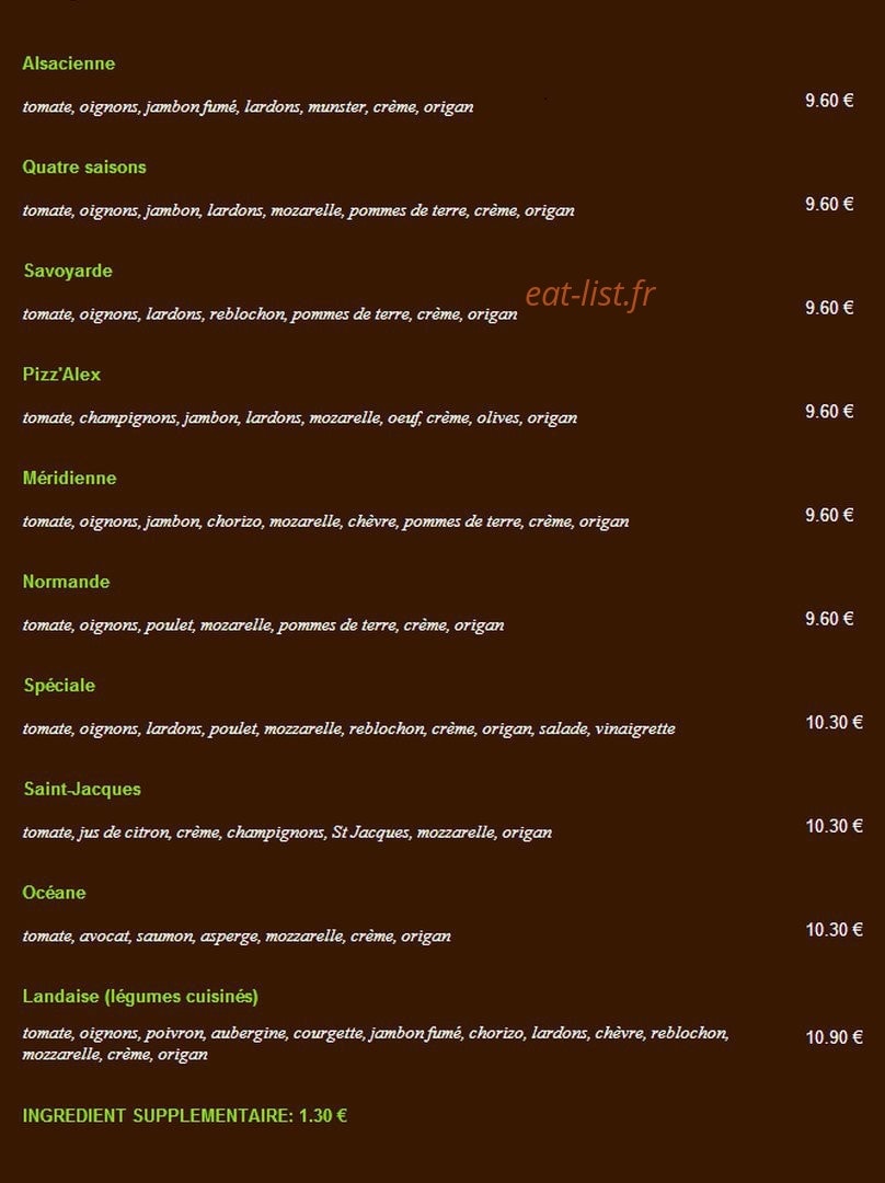 Pizz'Alex — carte page 3