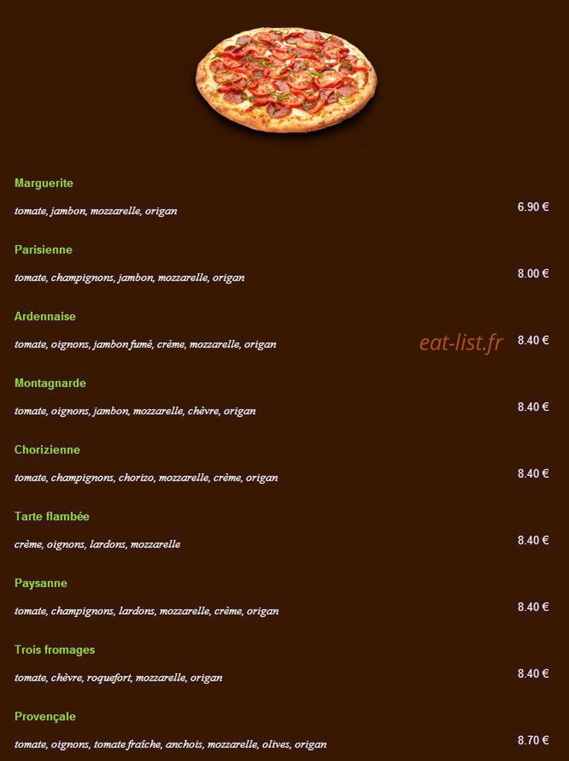 Pizz'Alex — carte page 1