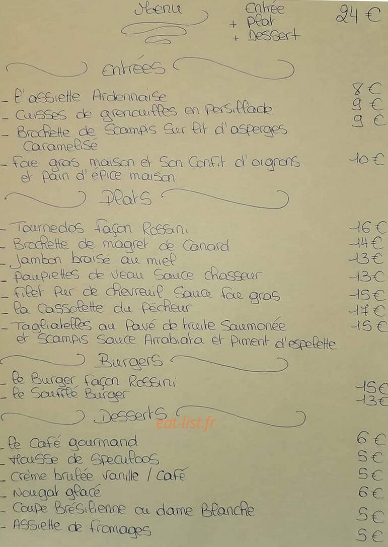 RestauLa Grange — carte page 1
