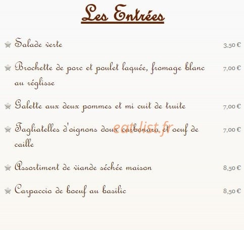 Auberge de l'abbaye — carte page 1