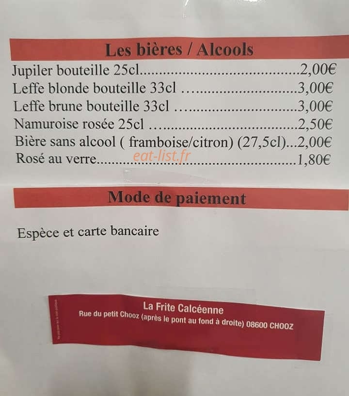 La frite Calcéenne — carte page 4