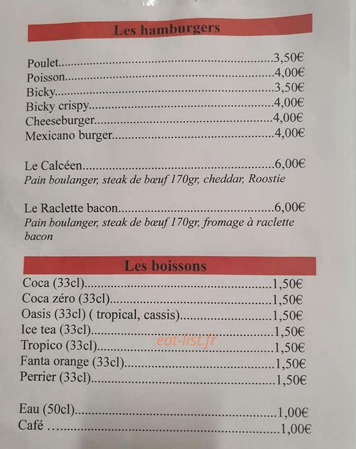 La frite Calcéenne — carte page 2