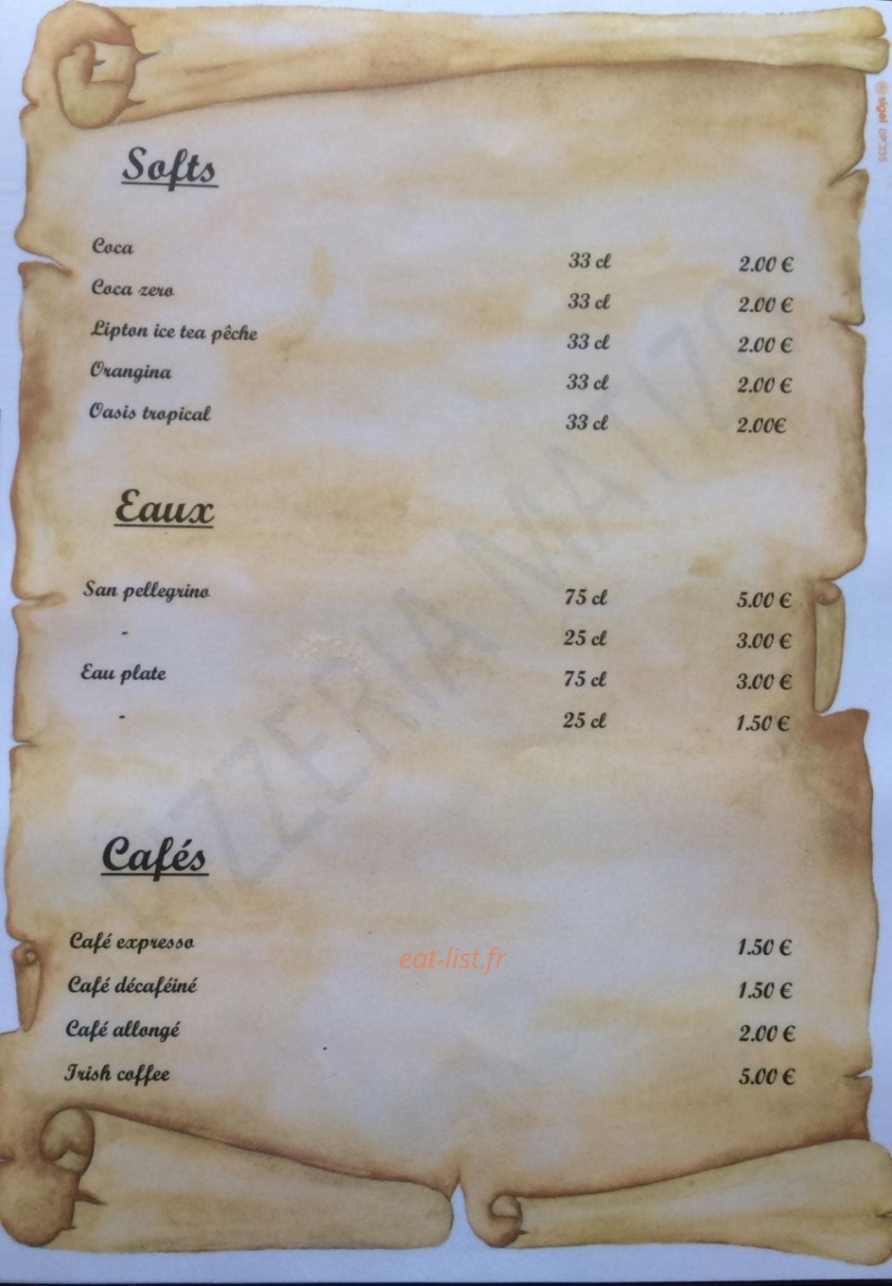 Pizzeria Matizo — carte page 7