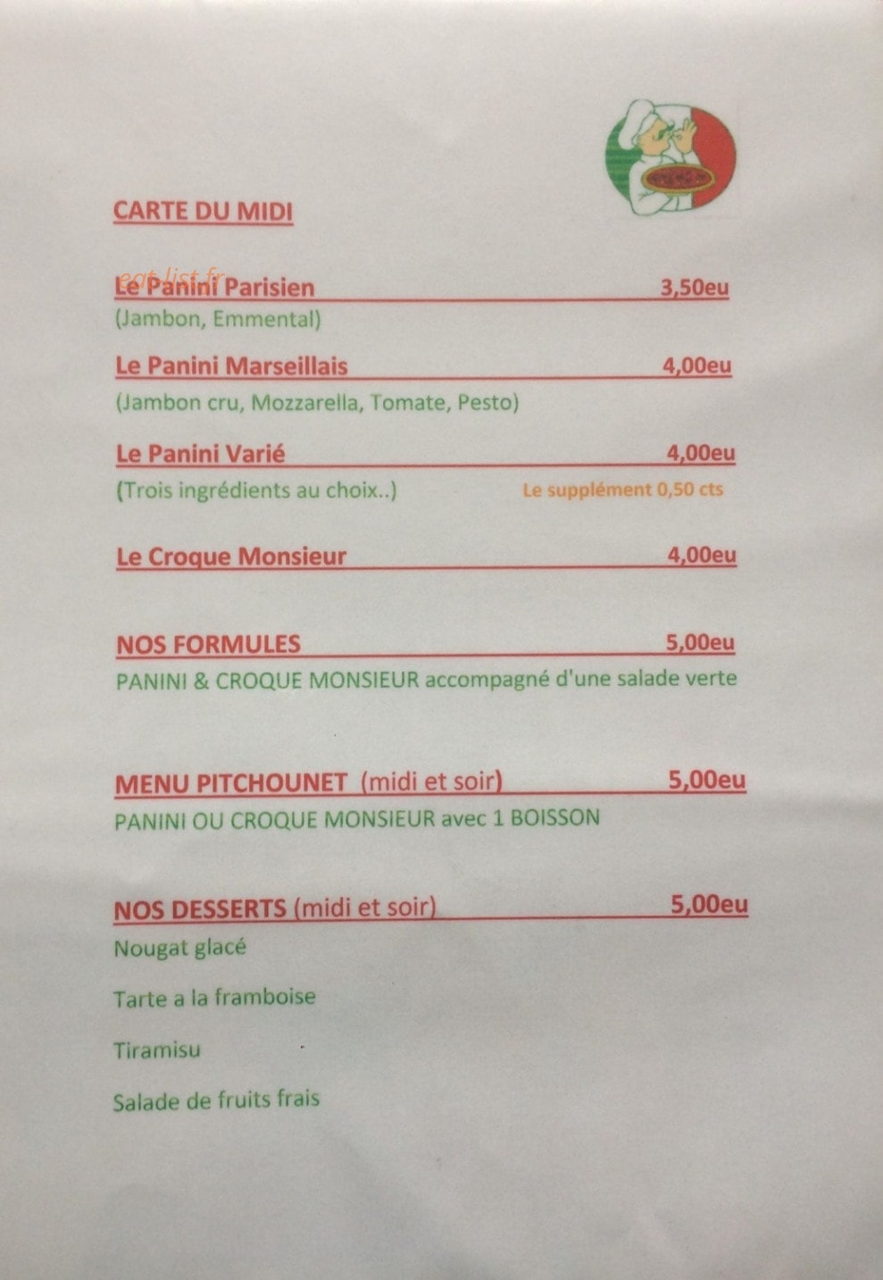 Pizzeria Matizo — carte page 3