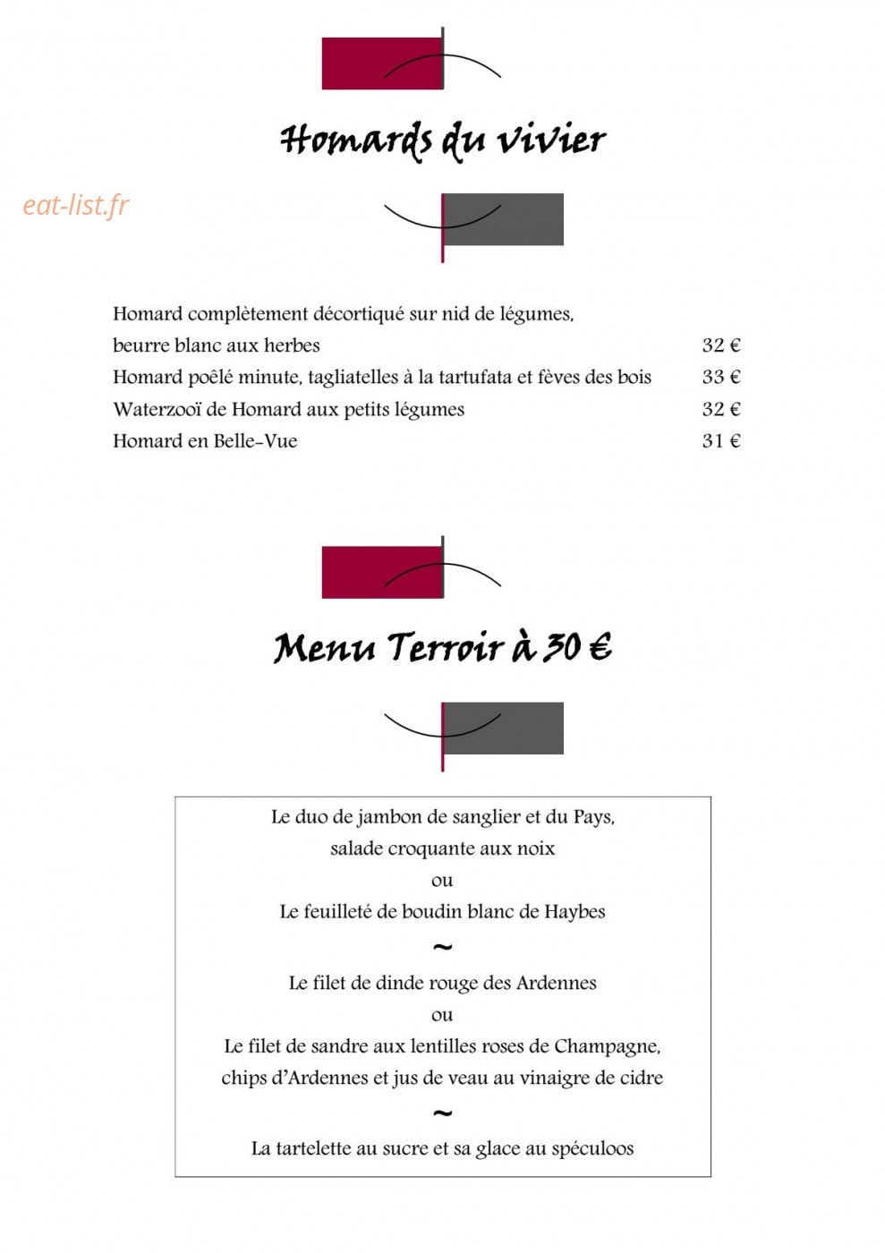Auberge de la Tour — carte page 4