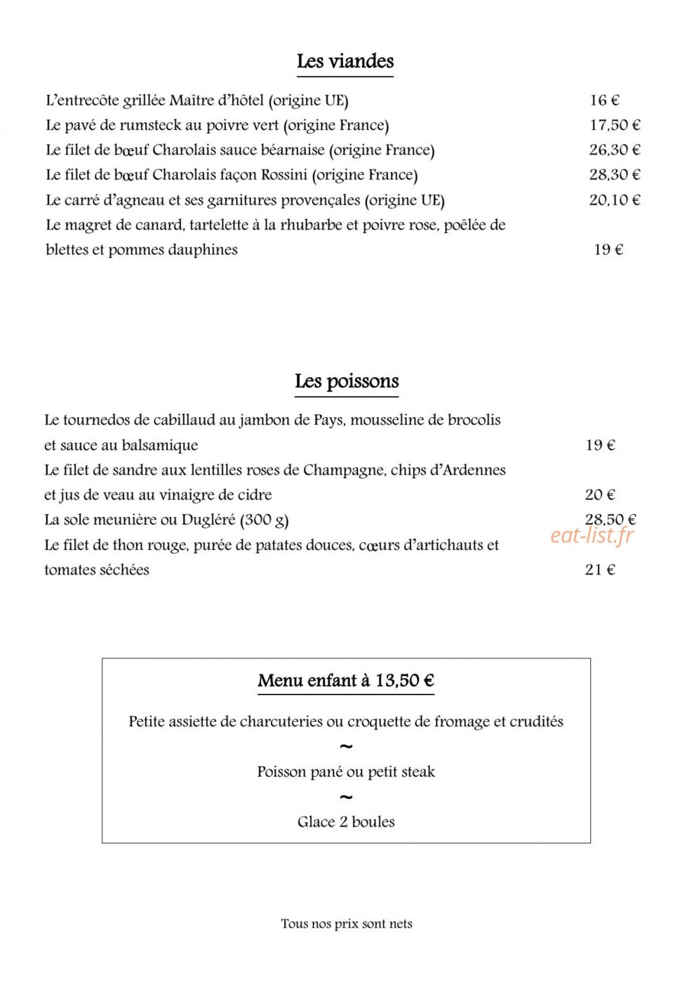 Auberge de la Tour — carte page 3