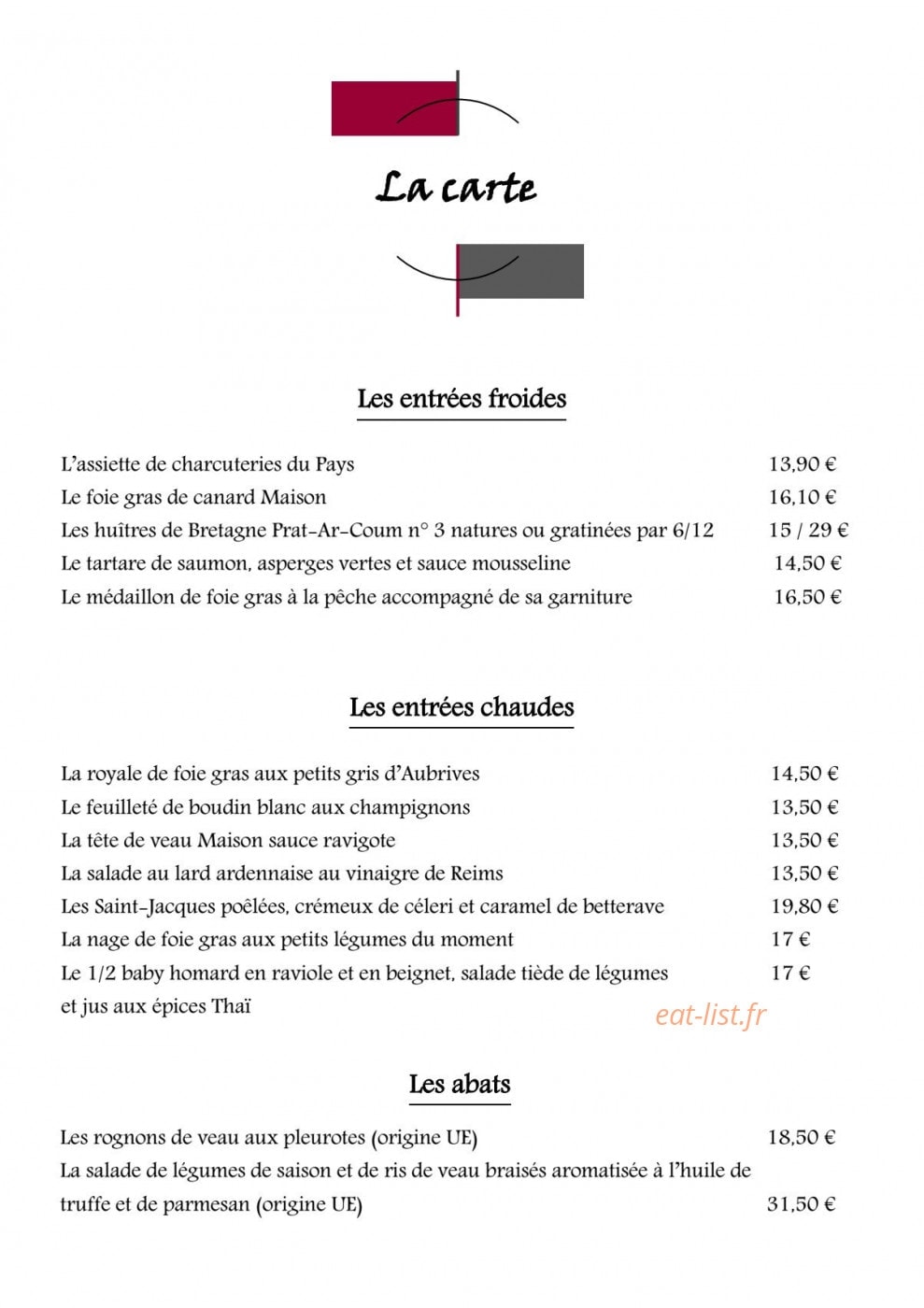 Auberge de la Tour — carte page 2