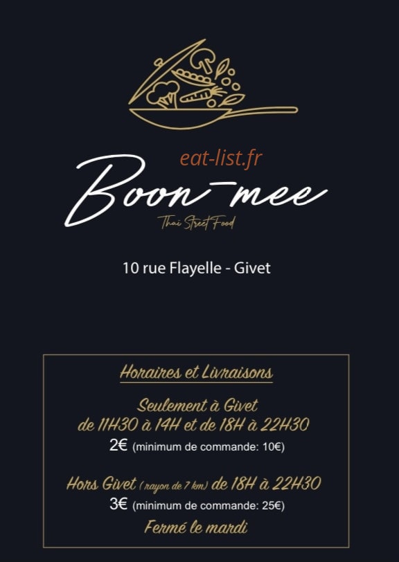 Boon mee — carte page 1