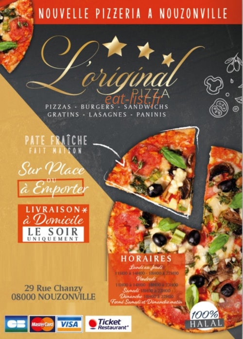 L'Original Pizza — carte page 1