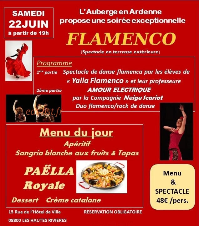 Carte et menu de Auberge En Ardenne à Les Hautes Rivieres — Un exemple de prestation du jour