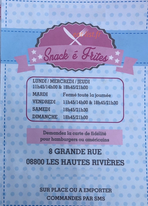 Snack e Frites — carte page 1