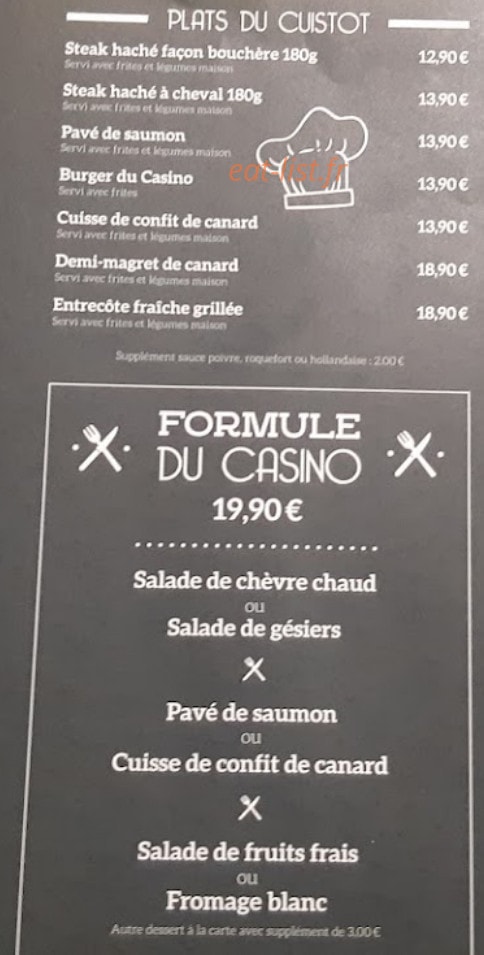 Café Restaurant du Casino — carte page 2