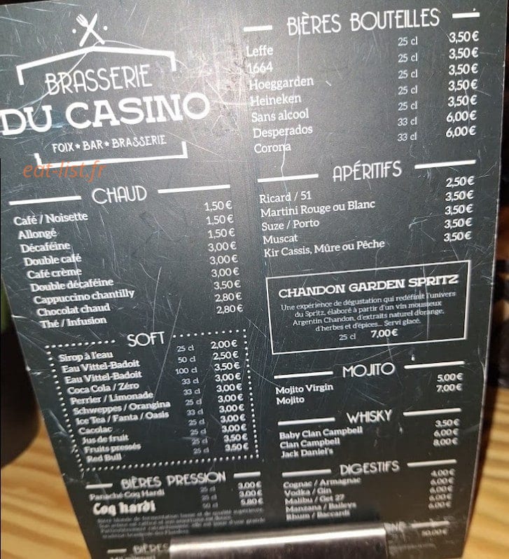 Café Restaurant du Casino — carte page 3