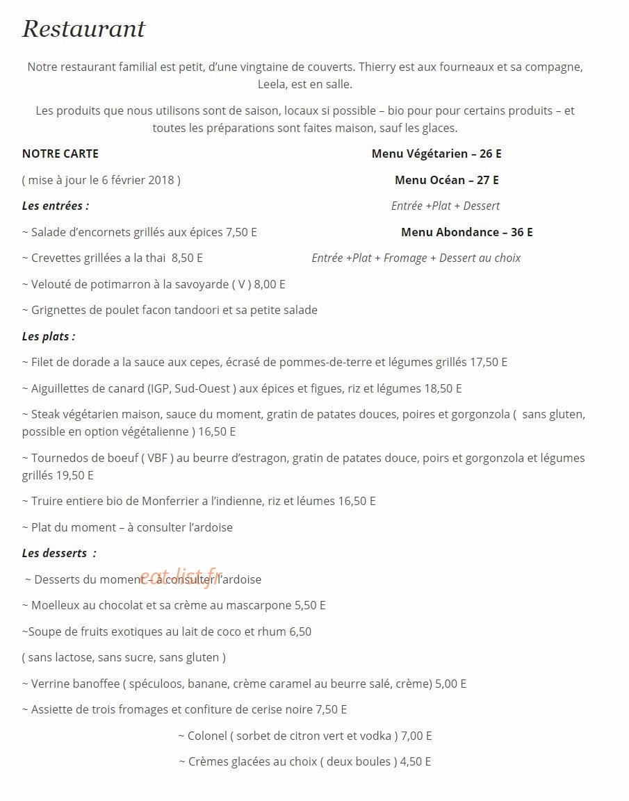 La Ciboulette — carte page 1